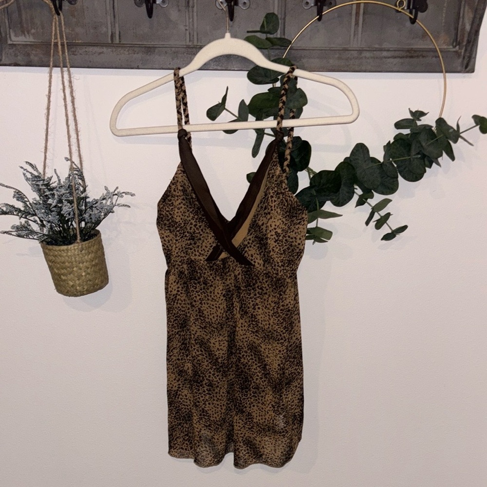 Guess Brown Leopard Print Tank Top